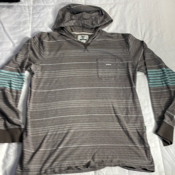 Vissla Men’s Surf & Skate Multi-color Grey/Teal stripes Hoodie Size L - Picture 1 of 10